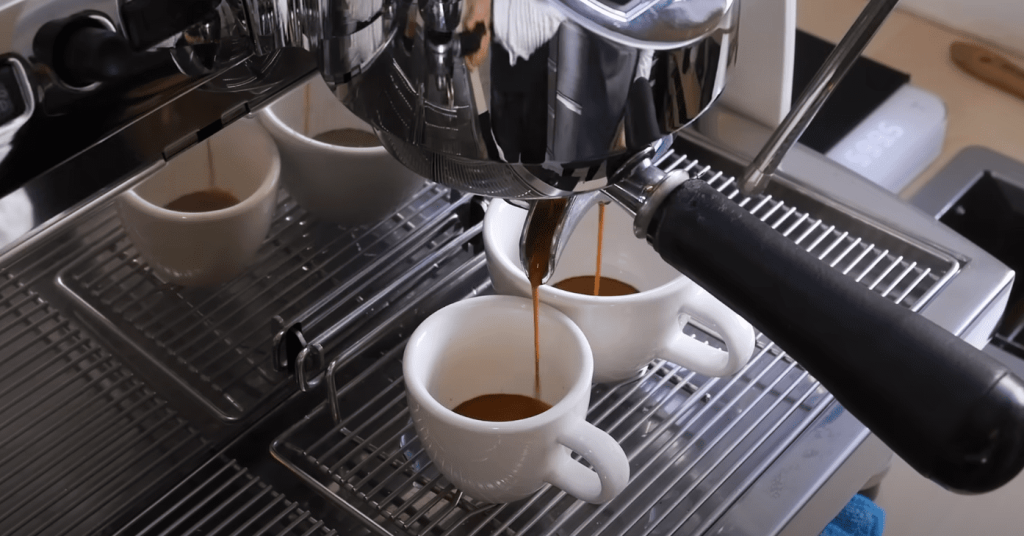 Making Yuban coffee in coffee machine